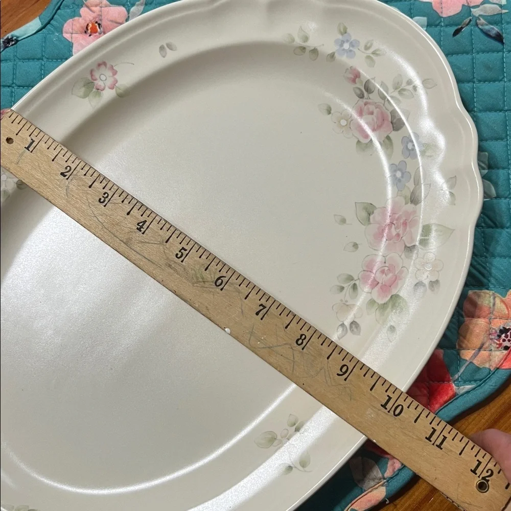 Vintage Pfaltzgraff Oval Ceramic Serving Platter Tray Tea Rose Pattern